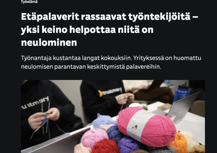 YLE Interviews Trustmary about Knitting and Well-Being at Work
