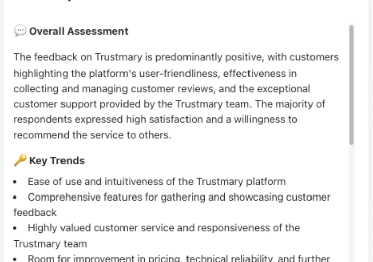 Trustmary’s AI Summary (BETA) – Actionable Insights at a Glance